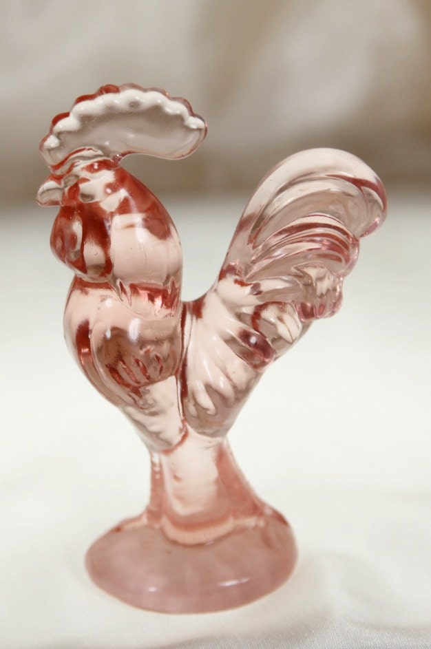 Pink Depression Glass Rooster Chicken Hen Barn Farm By Ariamel