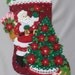 Bucilla stocking, Christmas, finished, felt, 18" fully lined , hand sewn, personalized, finished "Santa Poinsetta Tree" Heirloom quality