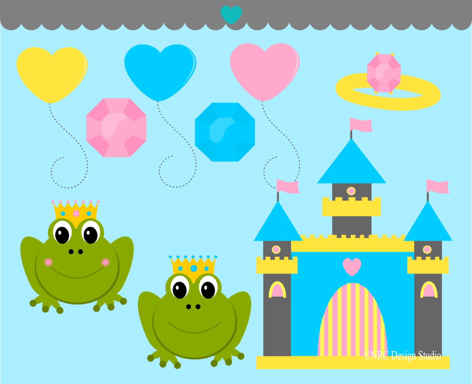 WINTER SALE - Princess Clip Art - Frog Prince Clip Art - Digital Princess Clipart Il_570xn