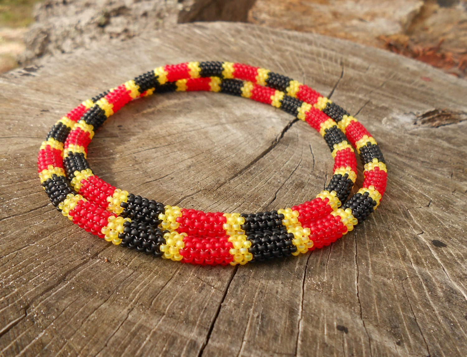 Coral Snake Native American Necklace by SWelchCreations on Etsy