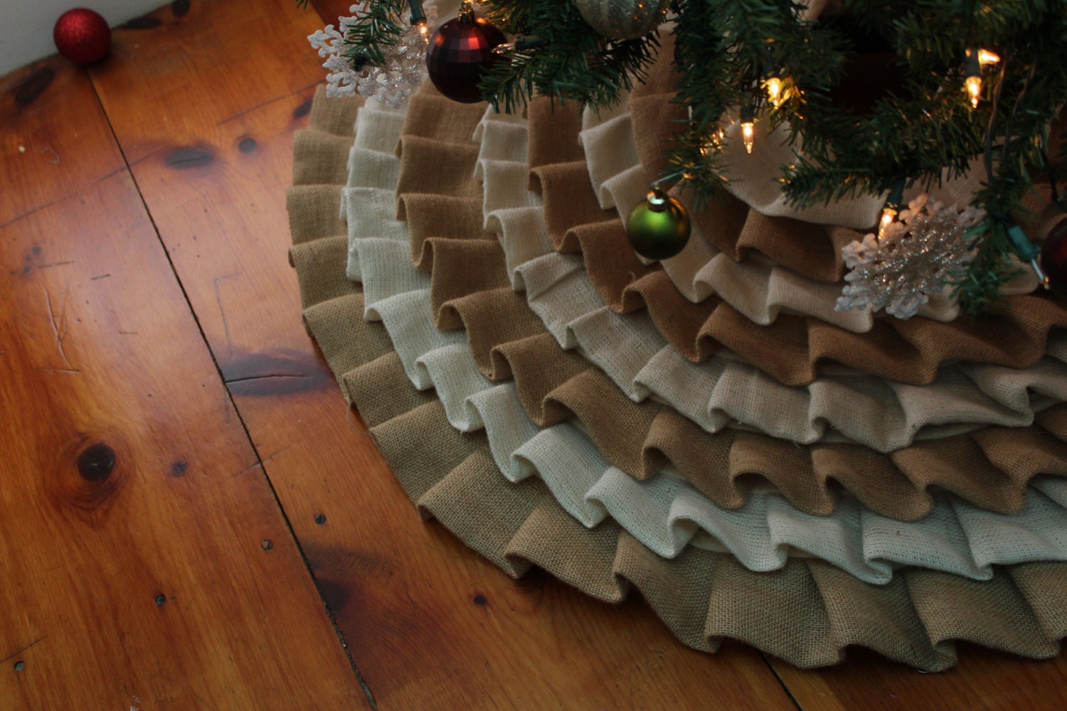 white and tan burlap ruffled christmas tree skirt by spcrafty white and tan burlap ruffled christmas tree skirt by spcrafty