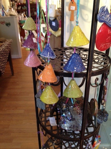 Items similar to Handmade Pottery Wind Chimes Ceramic on Etsy