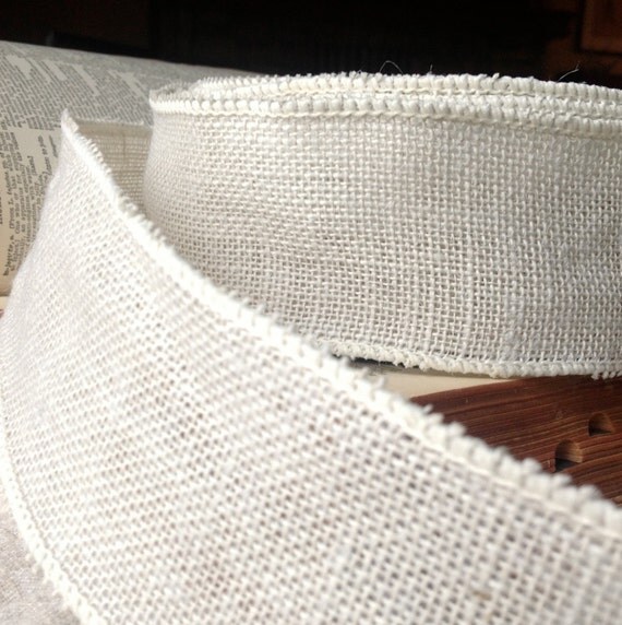 Rustic White Burlap Wired Ribbon