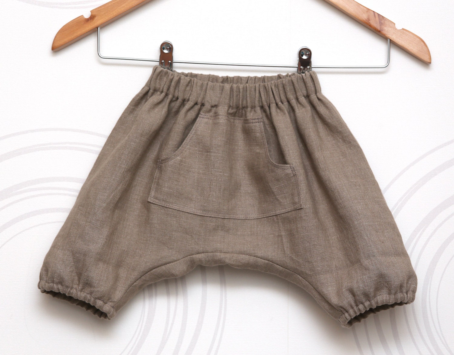Linen boys harem shorts, grey-brown toddler sarouel, bloomers, aladdin pants, pantalones //  Size US 6month -6 years (EU 72-116) - ZanziBach