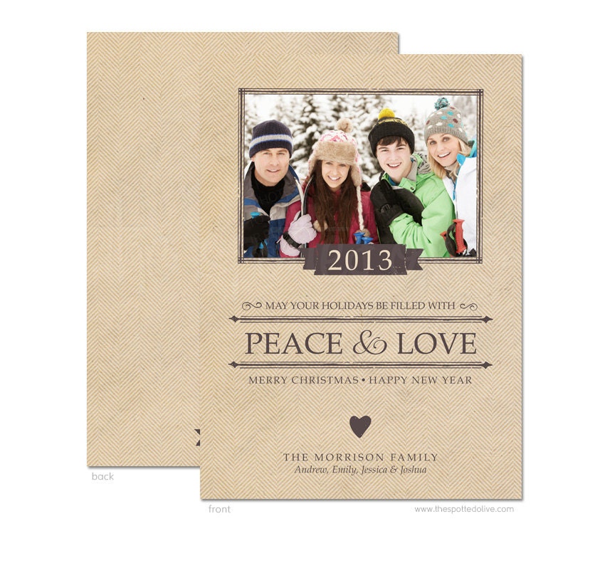 2013 Rustic Peace & Love Photo Christmas Card - DIY Printable or Printed Invitation Options Il_570xn