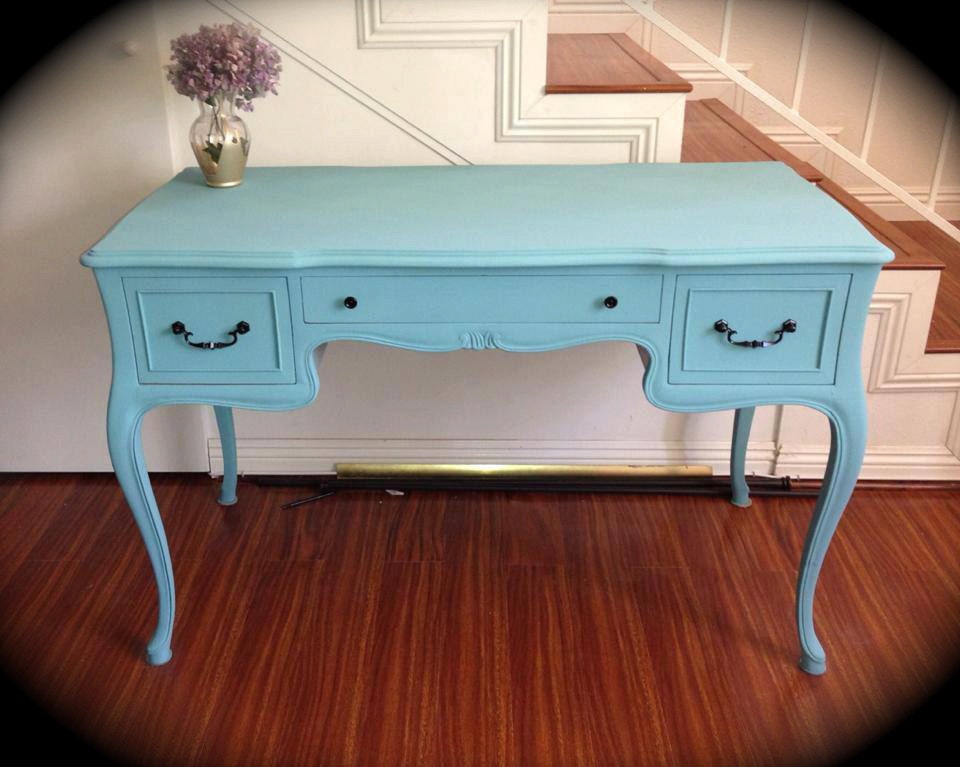 Turquoise Desk or Vanity beachy coastal by SuzieAnnePlace