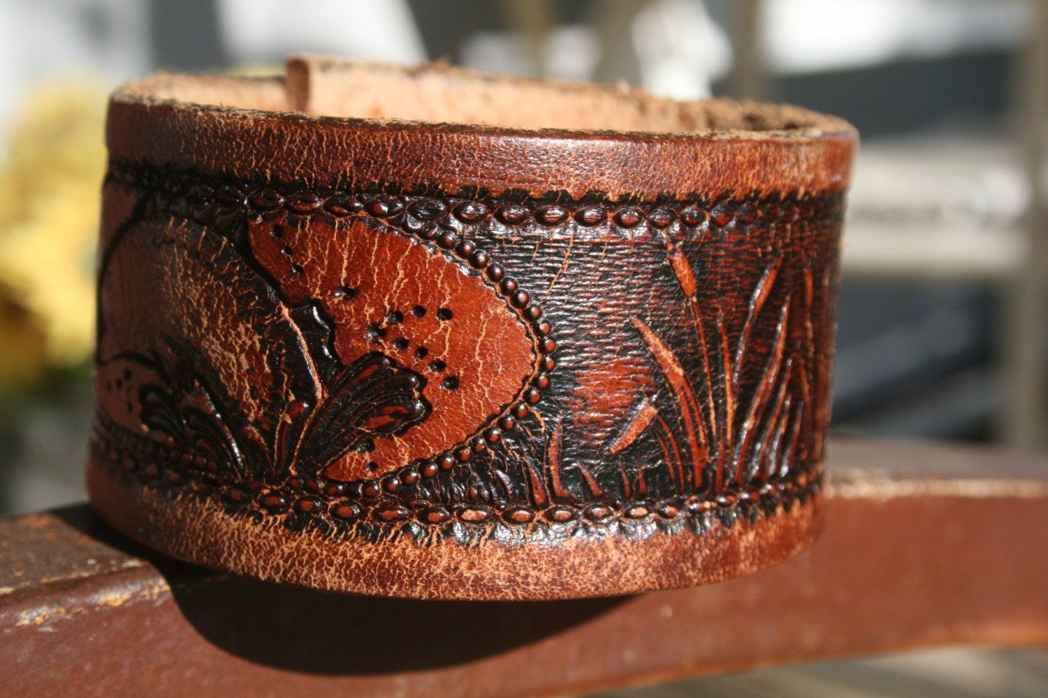 Mens Leather Western Cuff Bracelet by GranPlatteRanch on Etsy