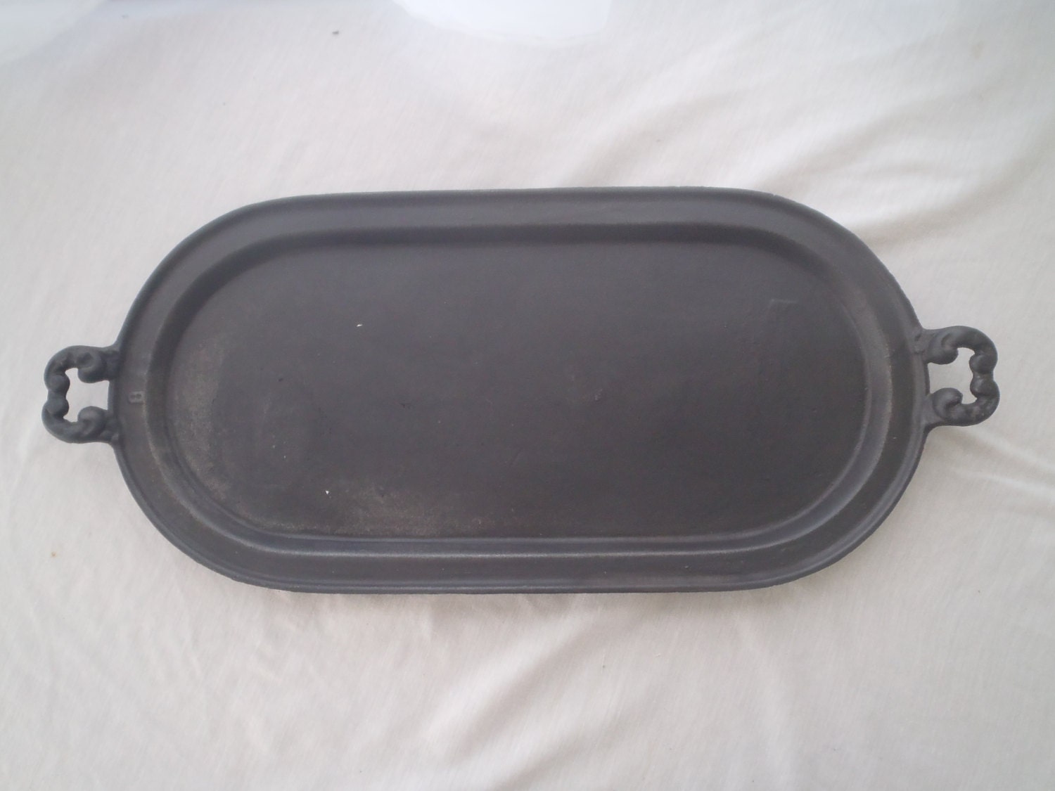 Antique Cast Iron No 8 Griddle with Ornate by WierdandWonderful