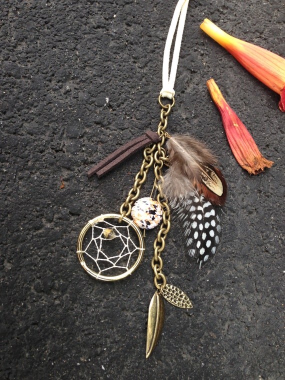 Bohemian Dreamcatcher Keychain Feather Charm Keychain by DreamReel