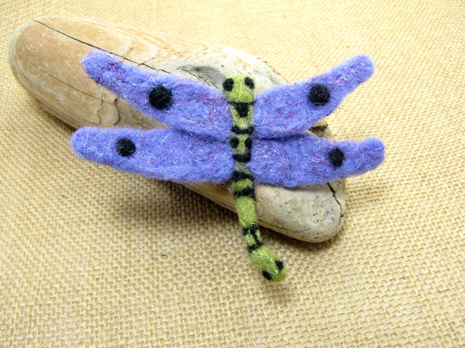 Items similar to Needle Felted Dragonfly Art Charm, Pin, and Fascinator