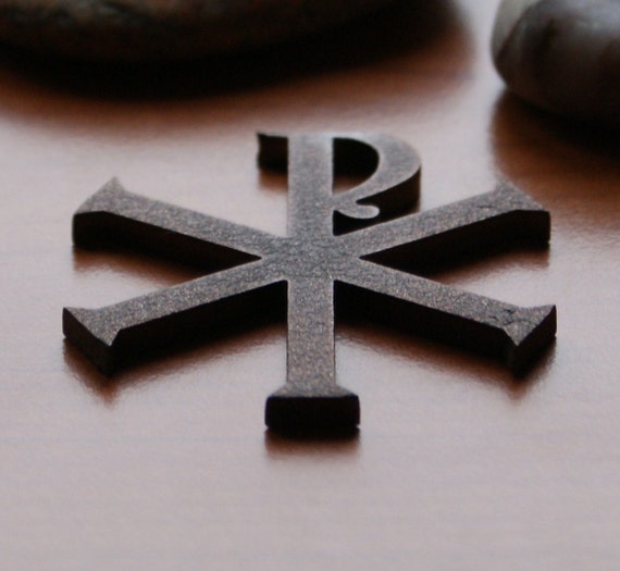 Chi Rho Cross Hard Metal Bronze Decor By RigensisArtefactum