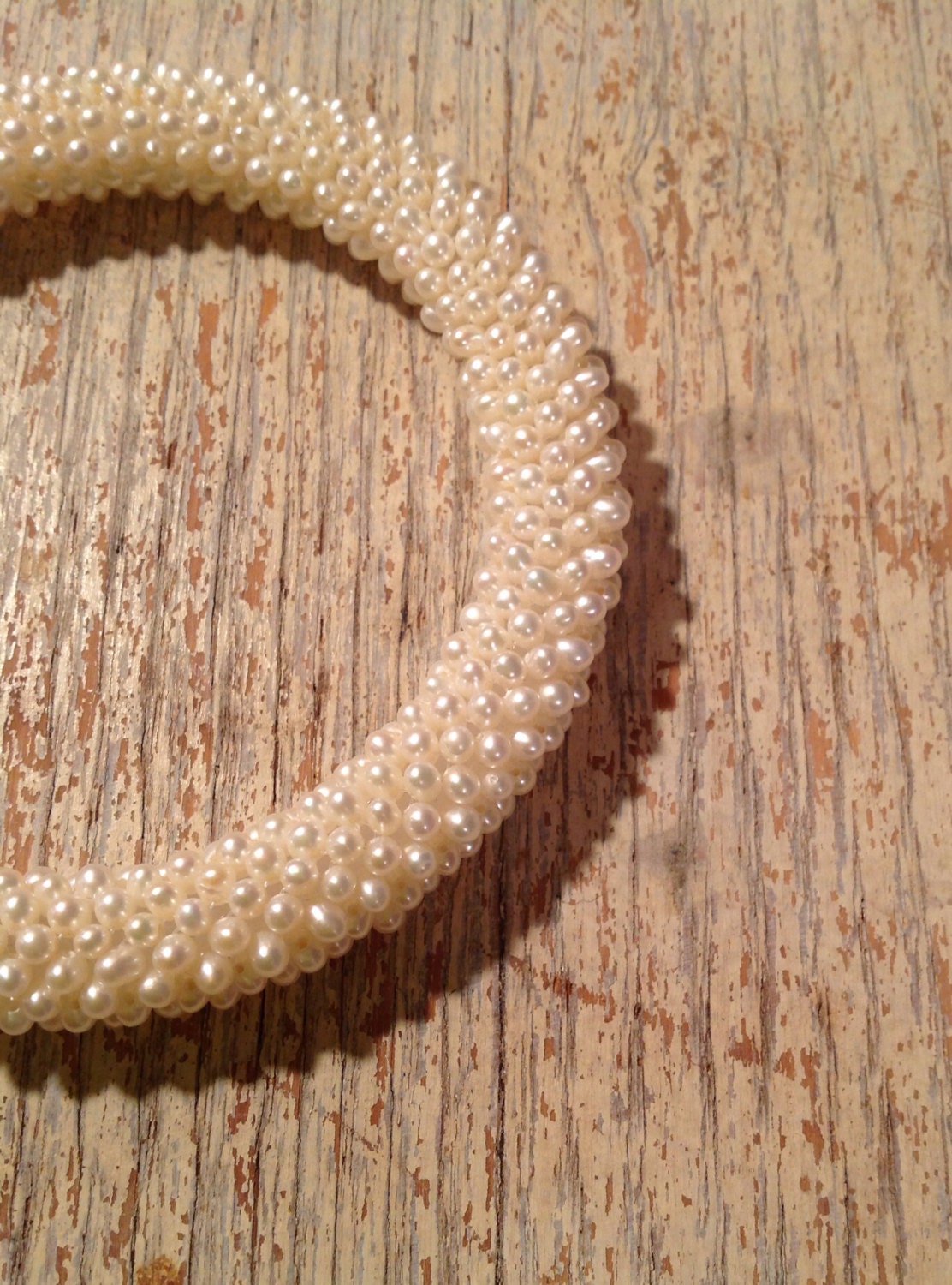 Vintage Beaded Pearl Bangle Bracelet - White Pearl - Bridal Jewelry- Wedding - PackandAlleys