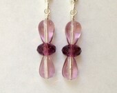 Earrings purple long dangle glass bead - LarisJewelryDesigns