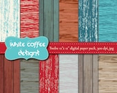 Distressed wood paper, Scrapbook paper, rustic wood, teal, brown, deep red paper, instant download, cij, wood background, woodland theme - WhiteCoffeeDesigns
