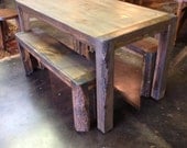 Colorado Beetle Kitchen Table With Benches 53" wide x 28" wide x 30" high  - RMRWoods