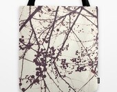 Tote Bag, Berries Photo Bag, Botanical, Winter, Tree Branches Tote, White and Plum, Farmer's Market Bag, Book Bag 16x16, 18x18 - StudioClaire