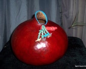 Coral Fetish Native American Inspired Spirit Gourd Vessel
