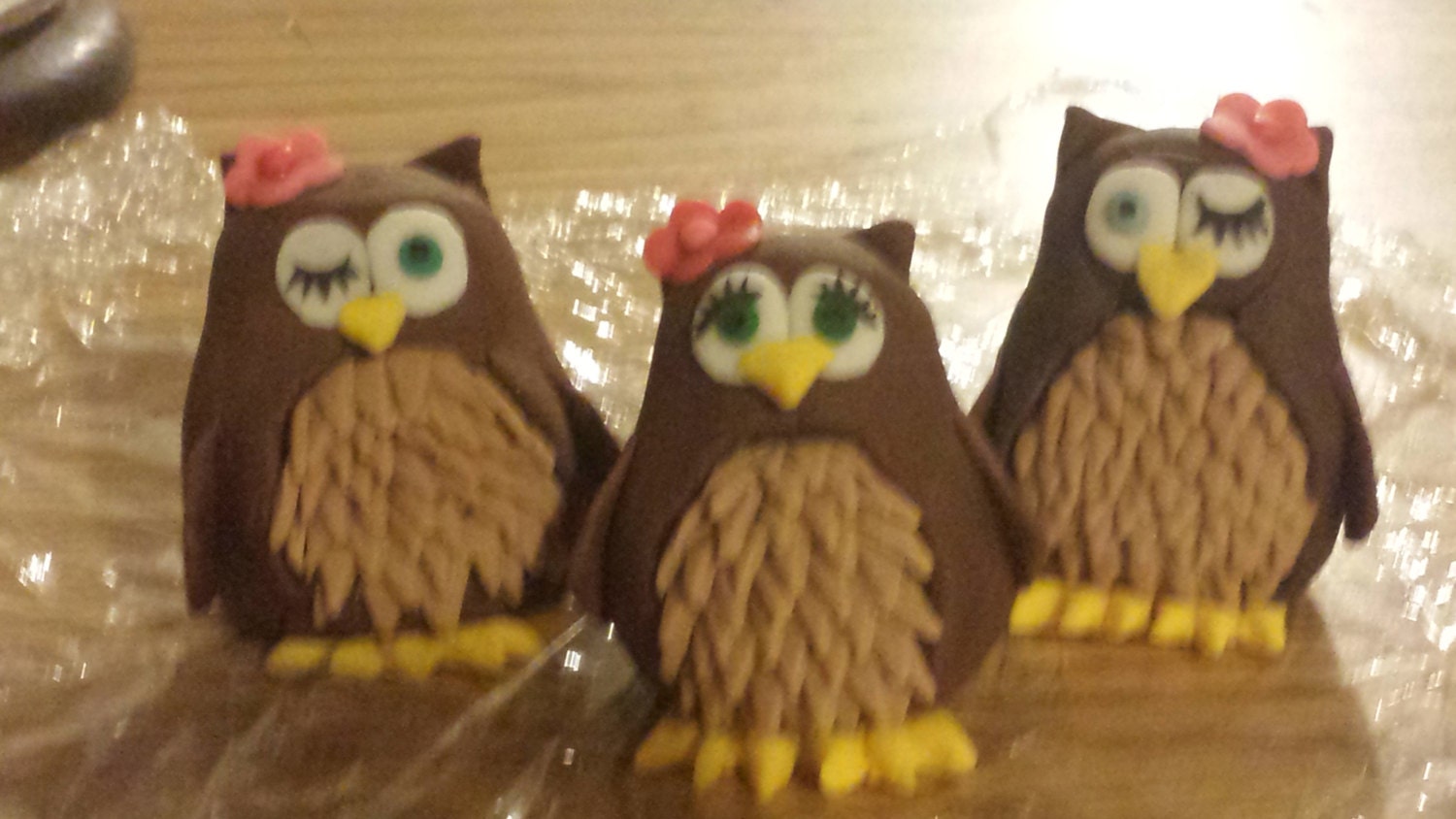 edible owl cake toppers made of gumpaste, weddings, baby showers, birthday cakes, party favors - MommyandMeWorkshop