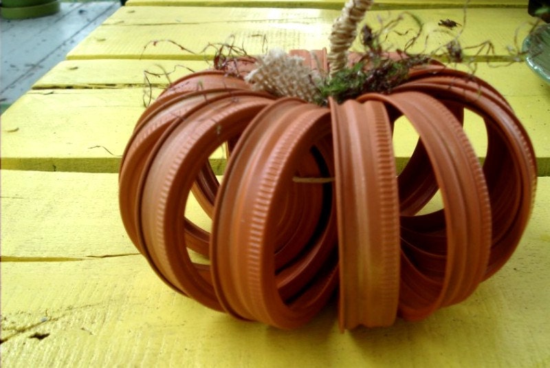 Upcycled Mason Ball Jar Canning Lid Pumpkin, Home Decor, Fall, Thanksgiving, Halloween, Wedding Decoration - MyWhimsicalLily
