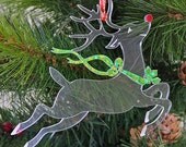 Acrylic Reindeer Christmas Tree Decoration ornament  - Rudolf the Red Nosed Reindeer  set of 1  Made in England
