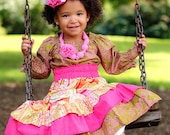 Charming Maxi Skirt and Peasant Top in Little Girls Sizes 2T, 3T, 4T, 6, 7 - pinkmouse