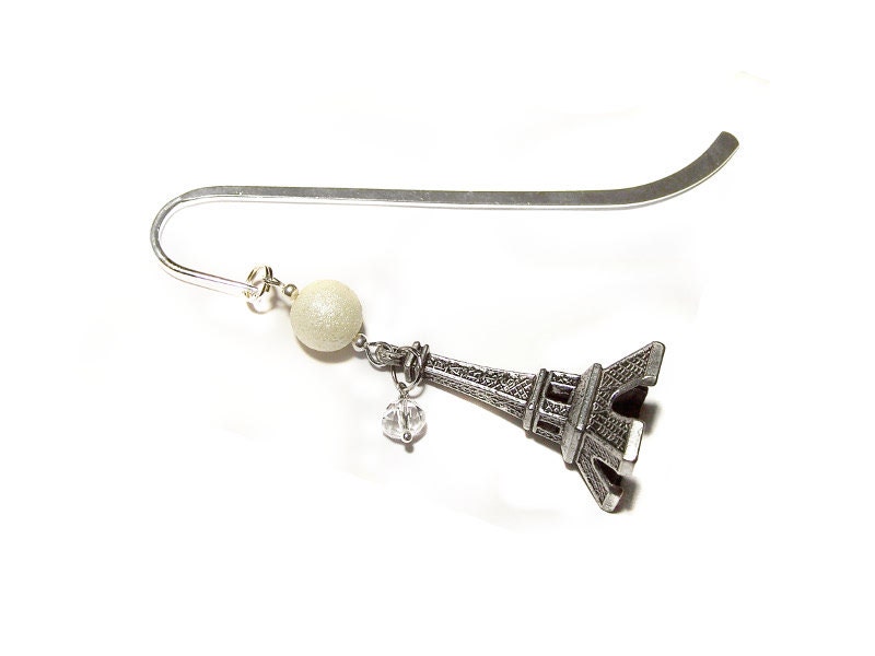 Beaded Metal Bookmark, Paris Bookmark,  Eiffel Tower Metal Bookmark,  Bookworm gift idea - IskraCreations