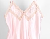 Vintage 1980s pink sleep set - Miss Elaine - bridal sleepwear lingerie soft lace large top pants sleep attire sexy lovely - MOJOmercantile