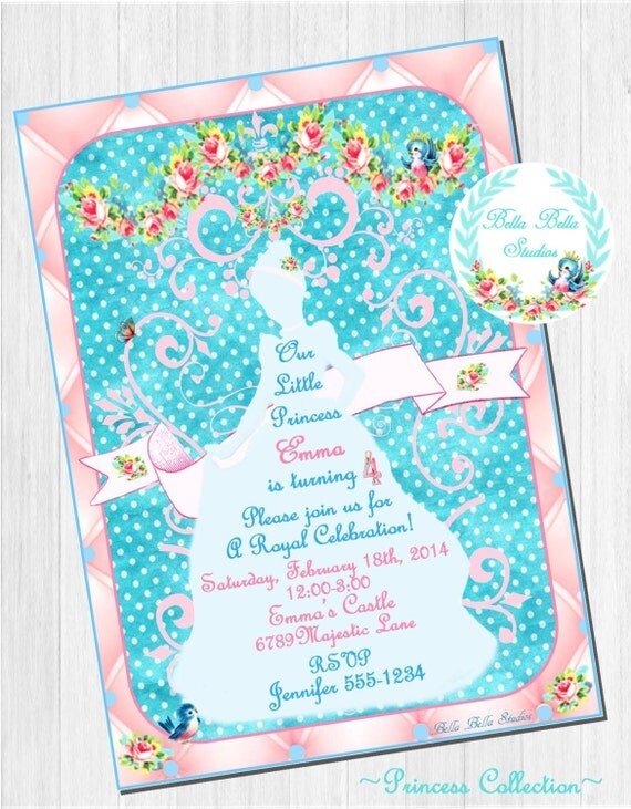 PRINCESS Party Custom PRINTABLE INVITATION ~ Bella Bella Studios Il_570xn