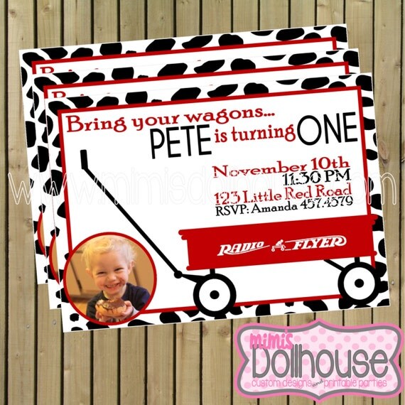 Radio Flyer Birthday Invitations-Red Wagon Party Invitations-JPEG/PDF Il_570xn