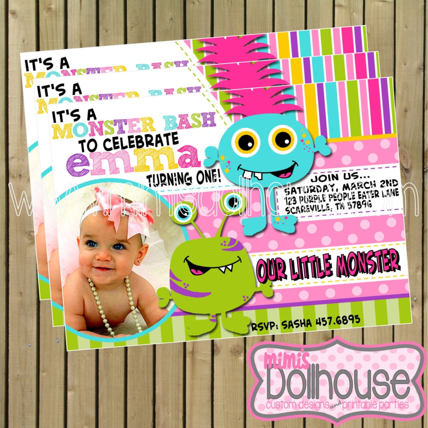 Monster Party Invitation- Friendly Monster Invitation- Monster Birthday invitation PDF/JPEG Il_570xn