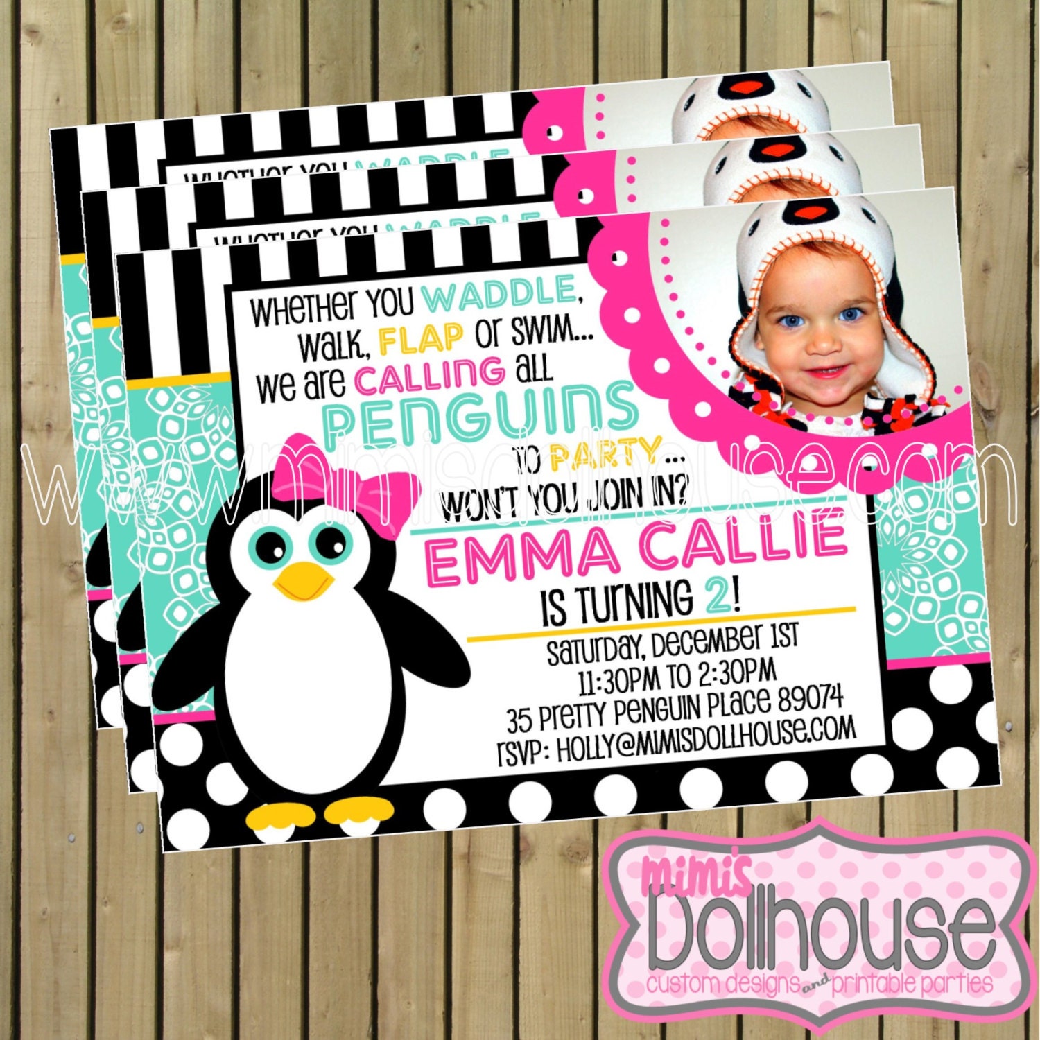 Penguin Invitation- Printable Penguin Birthday Party Invitation- Winter Party Invitation PDF/JPEG Il_570xn