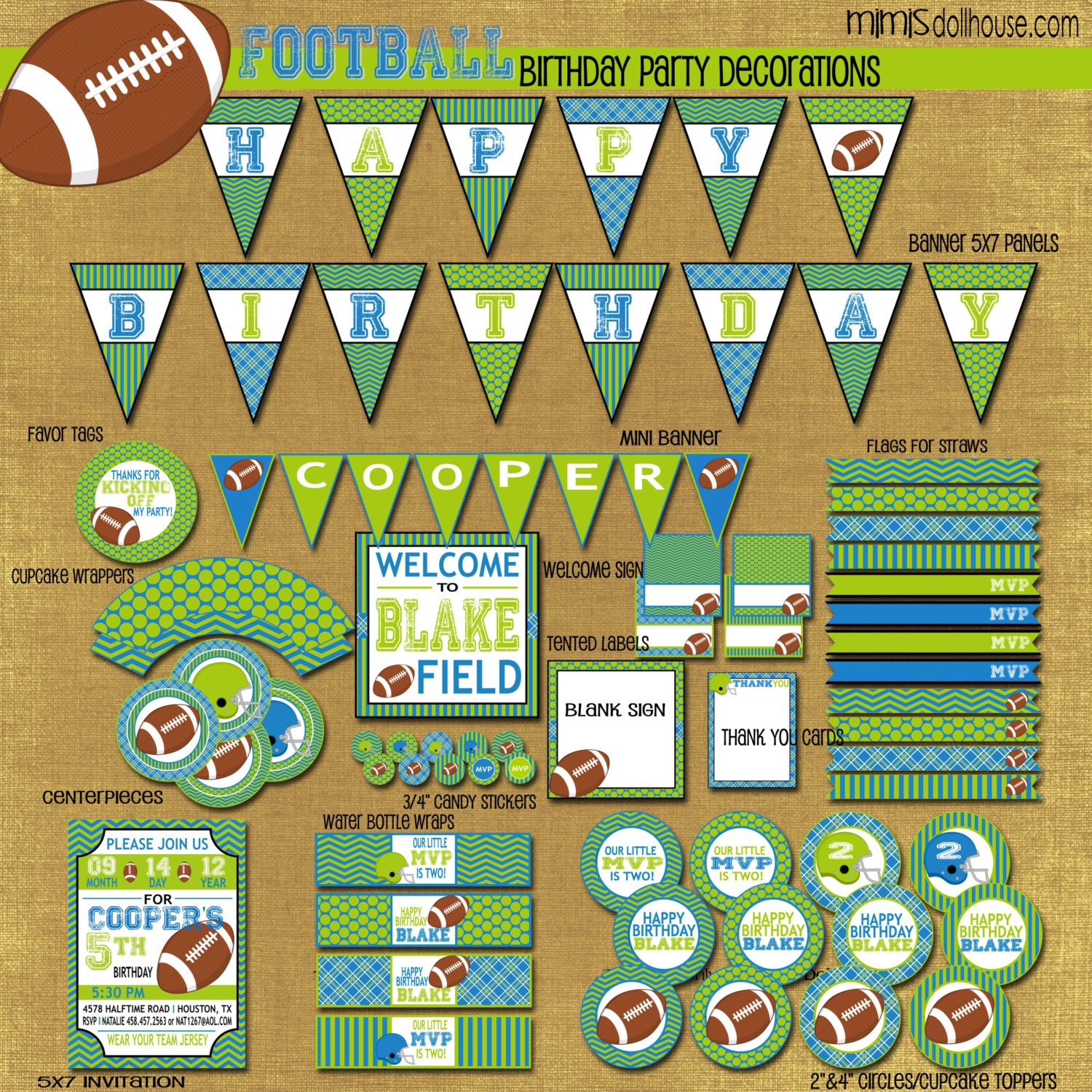 Football Party Decorations- Printable Football Birthday Party Decorations-Football Party PDF Il_570xn
