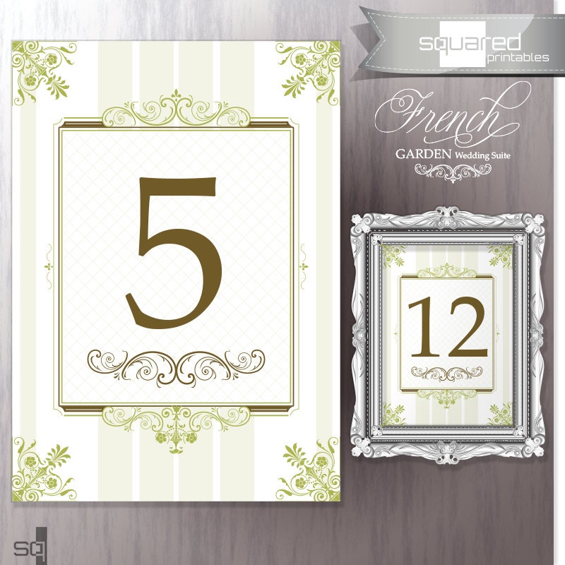 Vintage French Garden Printable Table Numbers - DIY Print - Bridal - Wedding and Event Table Numbers Il_570xn