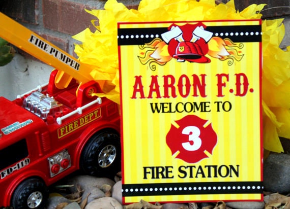 FIREMAN BIRTHDAY SIGN - Fire man Party - Fire Department - Fire Fighter - Fire Woman - Boys Birthday - Man Party -Krown Kreations Il_570xn