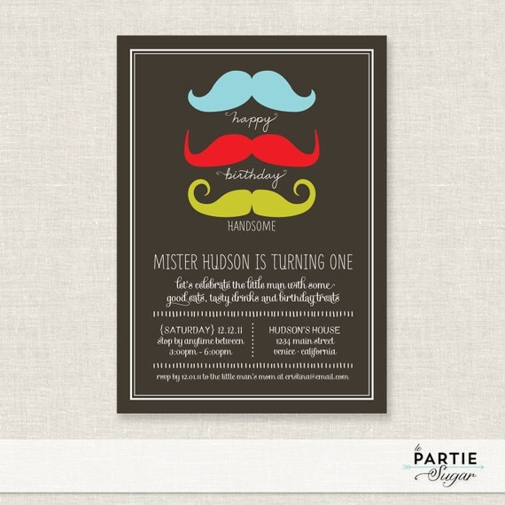 Little Man Birthday Invitations - Happy Birthday Handsome - PRINTABLE Il_570xn