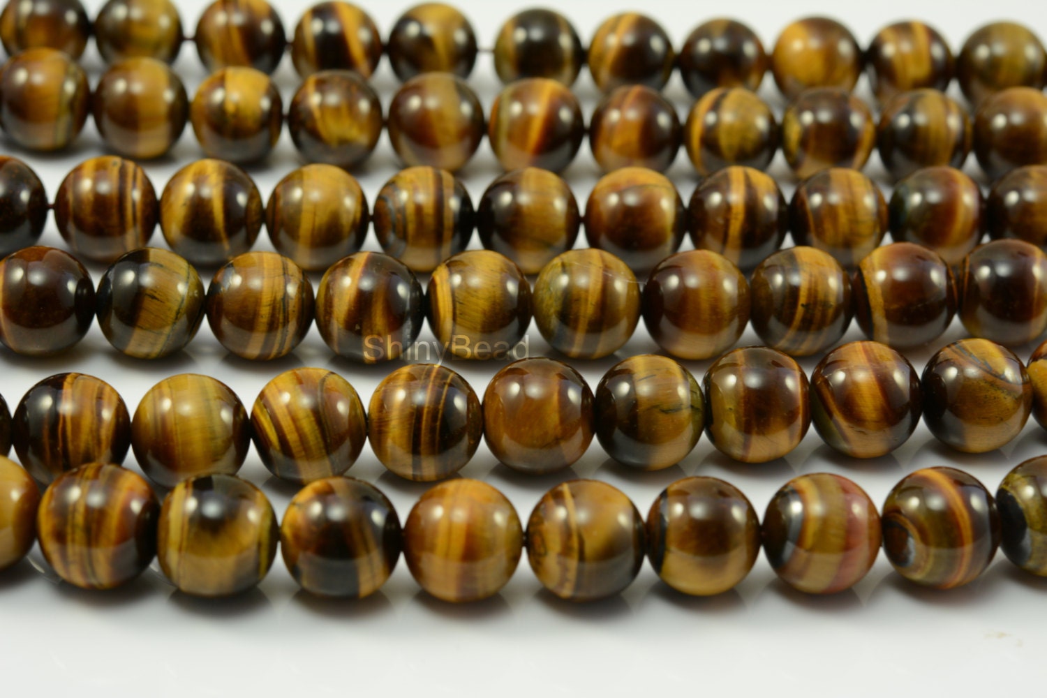 Brown Tiger Eye Round Bead Mm Inch Strand Shinybead Gemstone