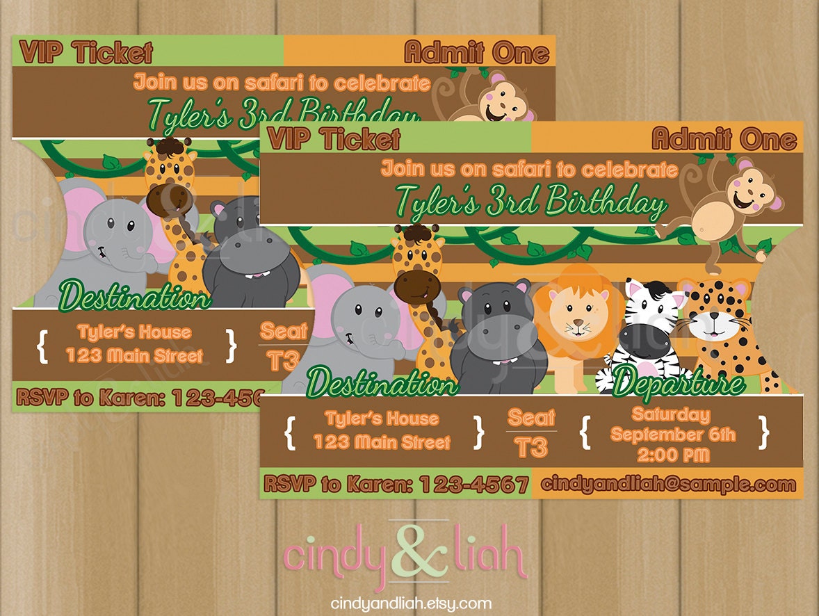 Safari Ticket Invitation, Address Labels, and Envelope Seal Set - Party Printables Il_570xn