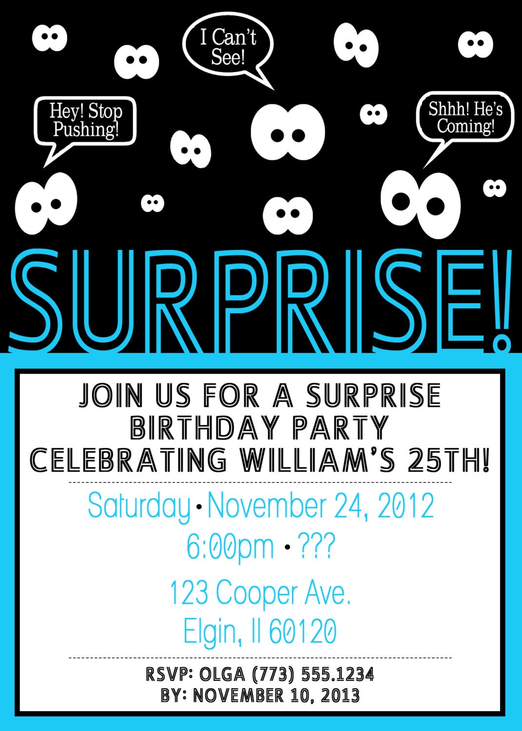 Surprise Birthday Party Invitation For Men and by LilygramDesigns