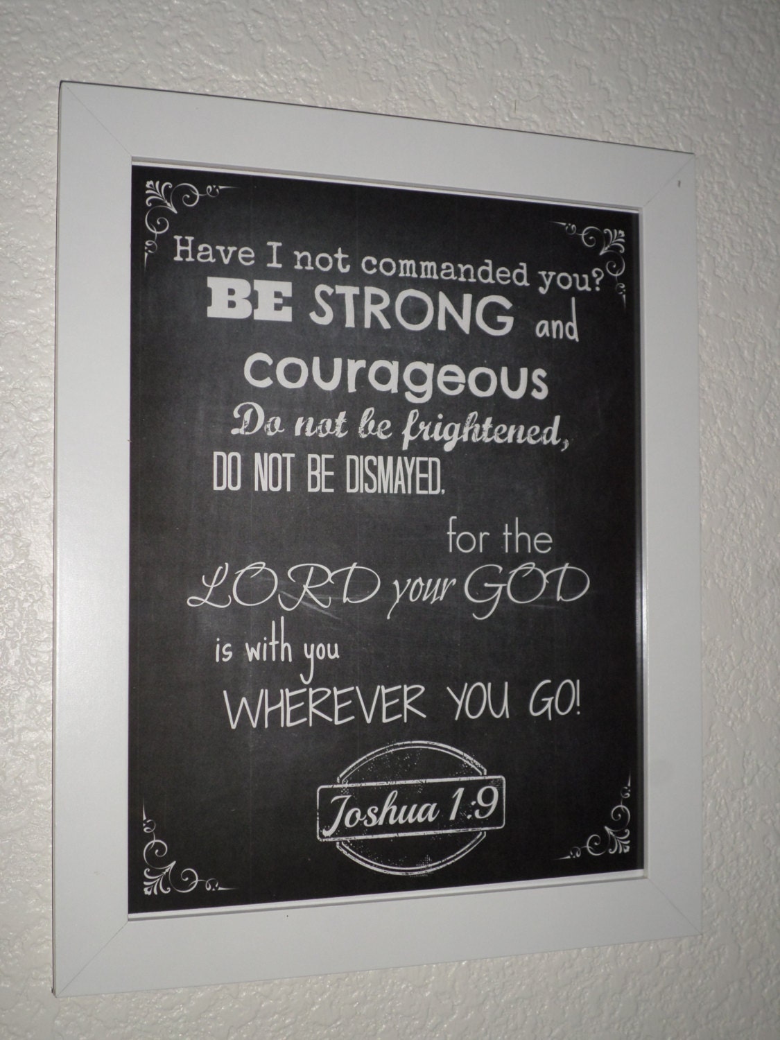 Chalkboard Print Framed Bible Verse Joshua by inspirationalmemory