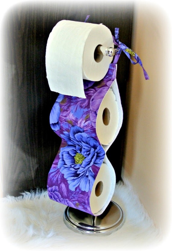 Items similar to Fabric Toilet Paper Holder Purple Floral. Bathroom
