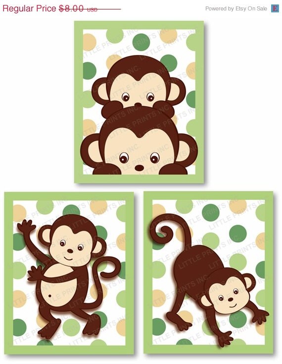 ON SALE Mod Pop Monkey Printable Nursery Wall Art Instant Download Il_570xn