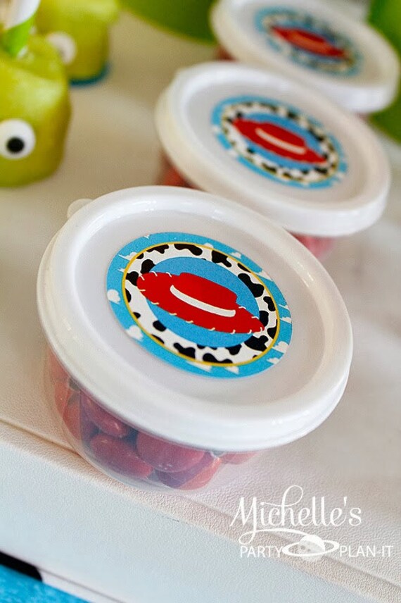 Set of 24 Small Round Toy Party Red Hat Birthday Party Stickers Favor Tags Il_570xn