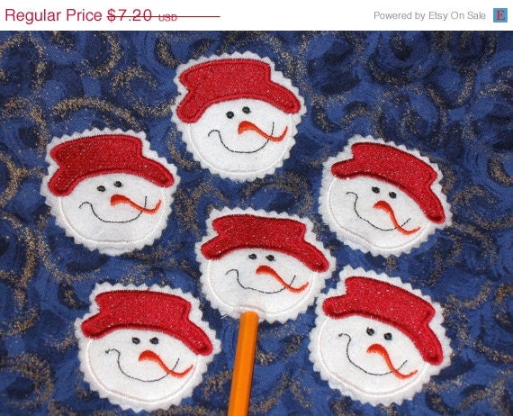 END OF YEAR Christmas Snowman pencil toppers set of 6 Quantity discount Perfect school party treat or stocking stuffer Il_570xn