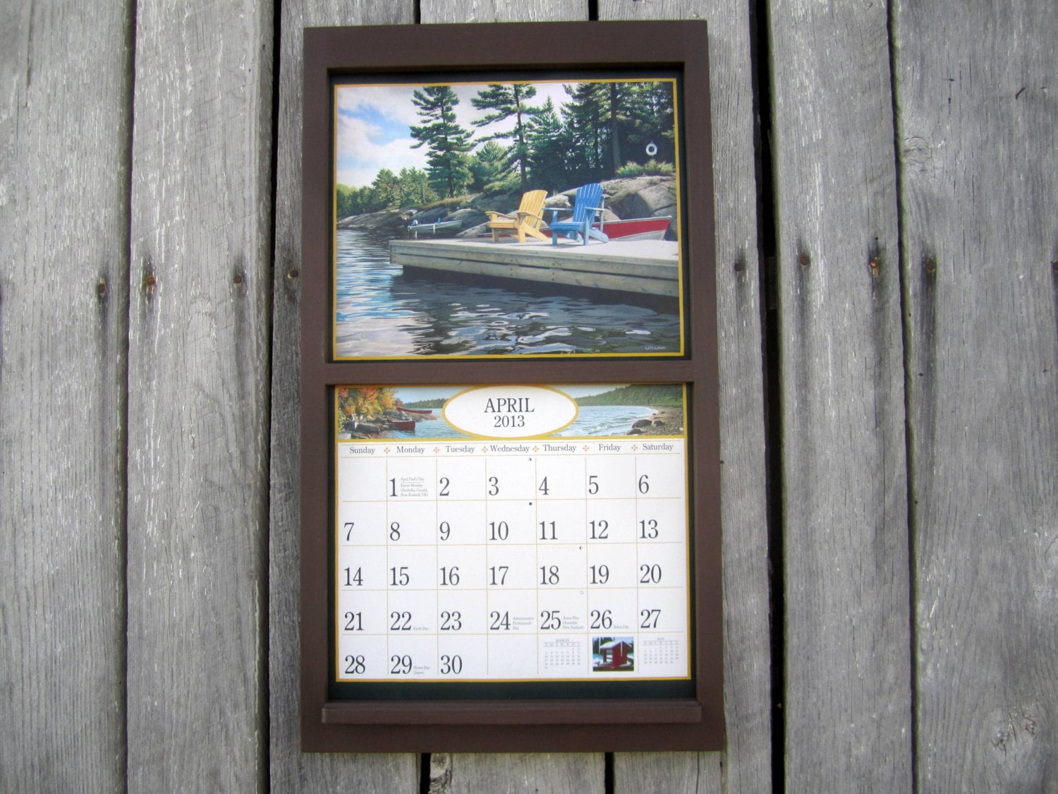 13 5 x 24 Wood Calendar Frame Holder in by SugarShackShoppe