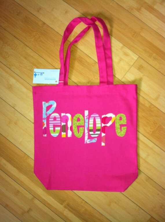 LARGE Personalized Kids Tote Bag by sunshineseams on Etsy
