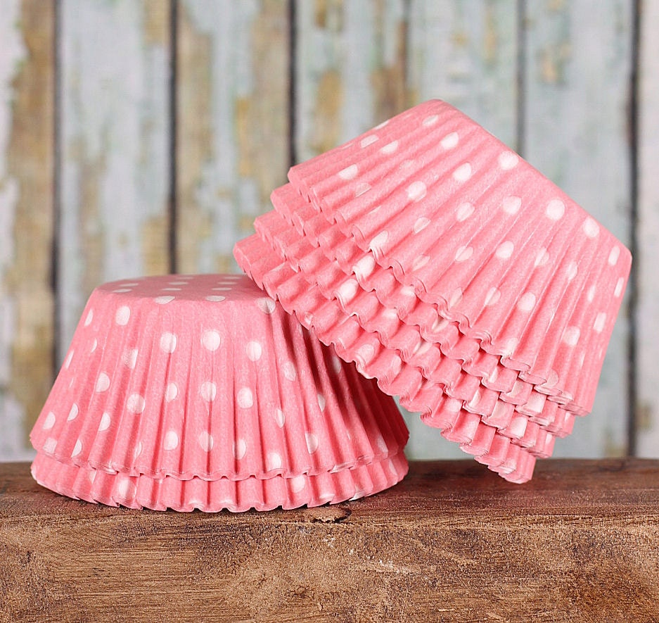 Light Pink Polka Dot Cupcake Liners Pastel by thebakersconfections