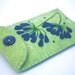 Handmade phone case, i pod cover, green felt iPhone case, phone sleeve, blue agapanthus flowers