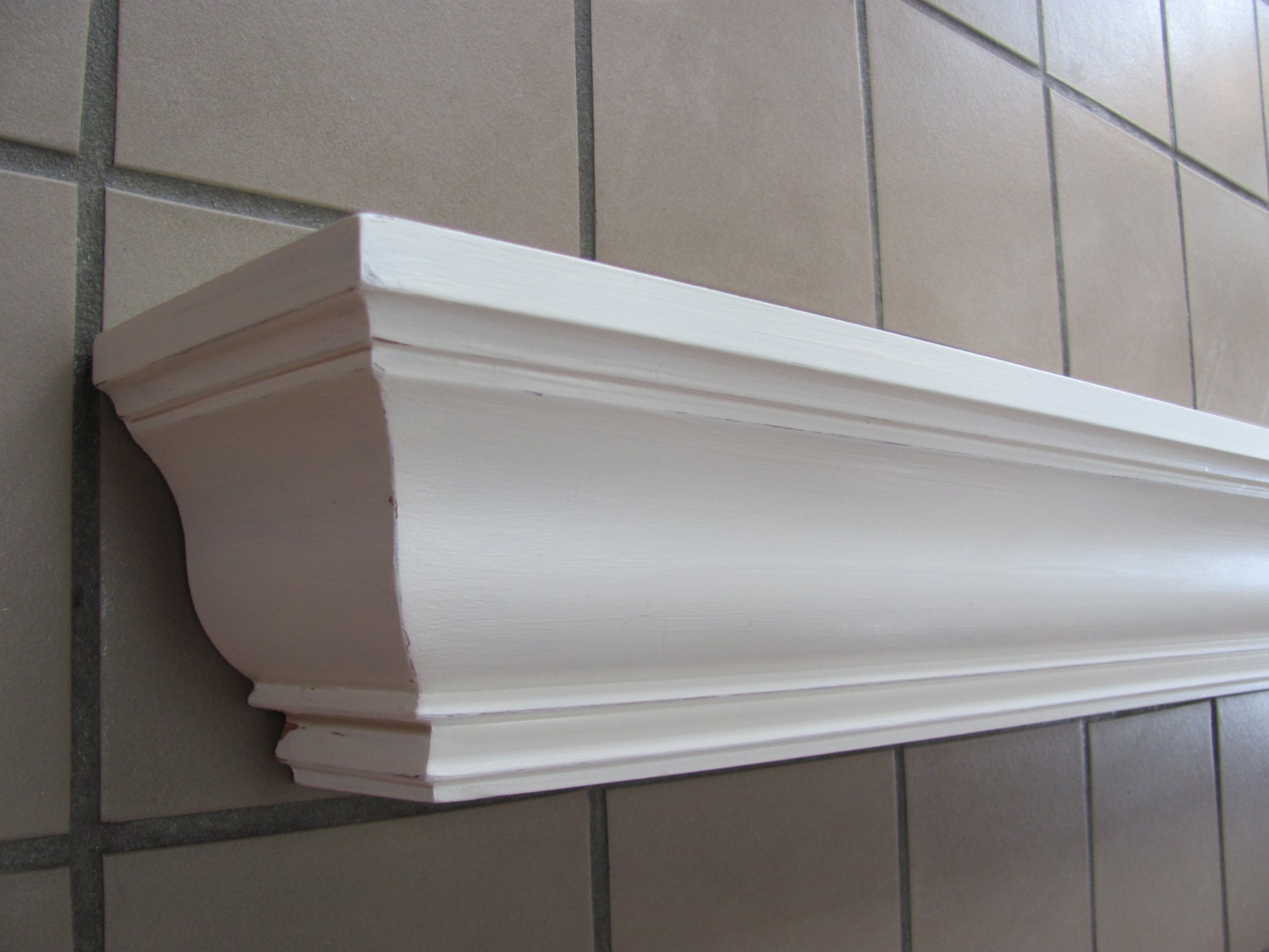 Large Wood Shelf Crown Molding Shelf Antique by theshabbychateau