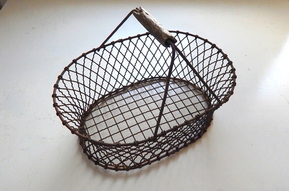 Rusty French Antique Metal Basket Rustic By Vintagefrenchlinens 6003