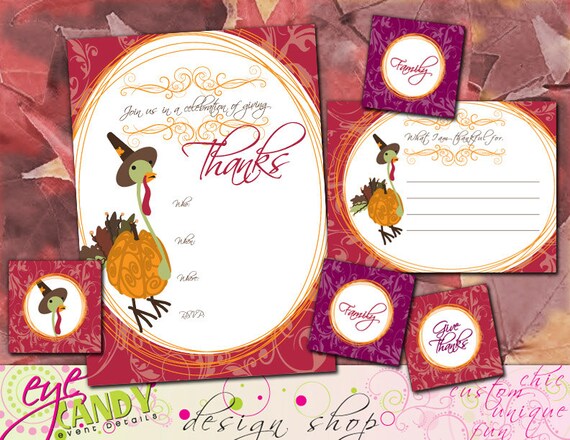 THANKSGIVING Printable Party Pack + INVITE - Thanksgiving collection - Thanksgiving Party Pack Il_570xn